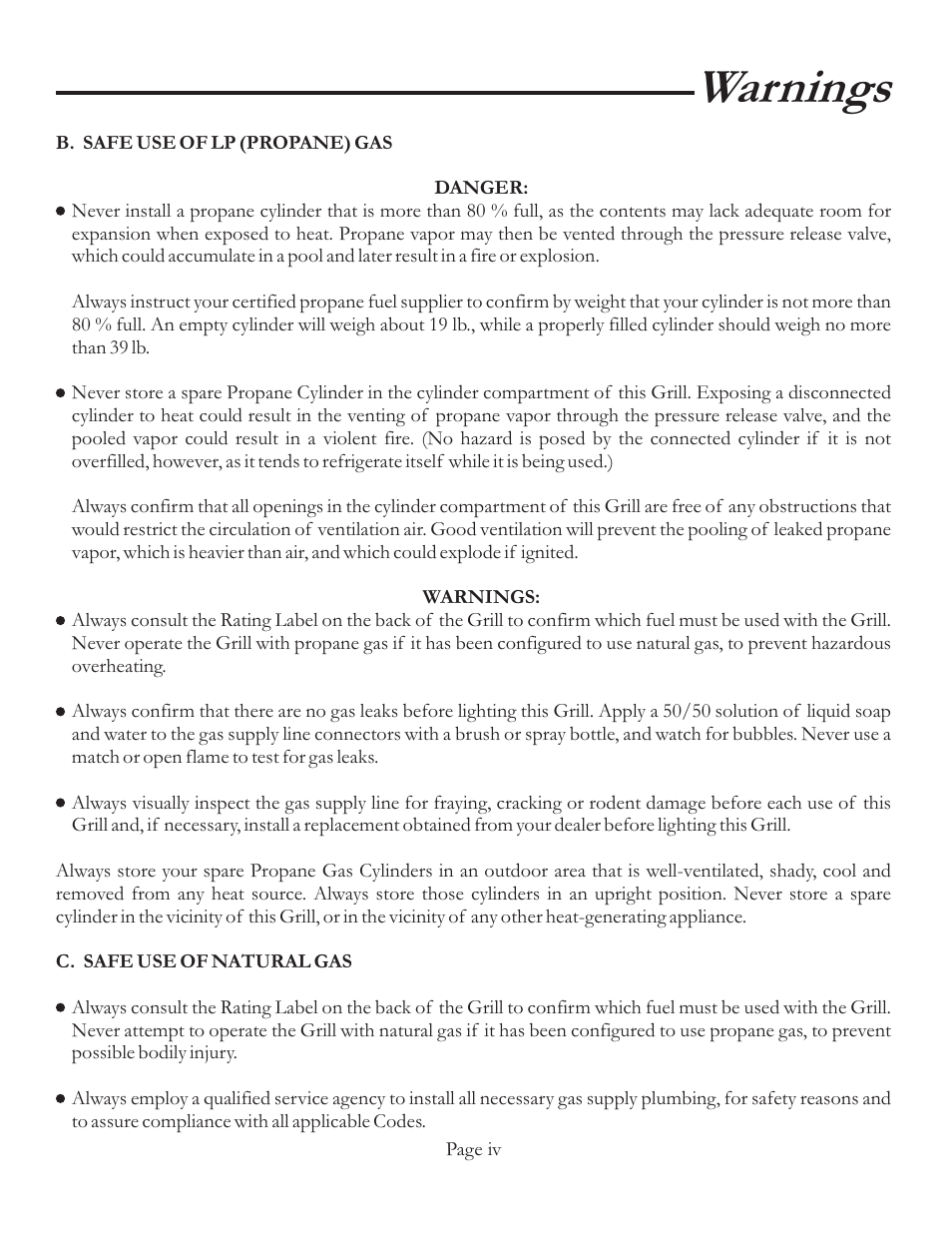 Warnings | Vermont Casting VCS4106 User Manual | Page 5 / 30