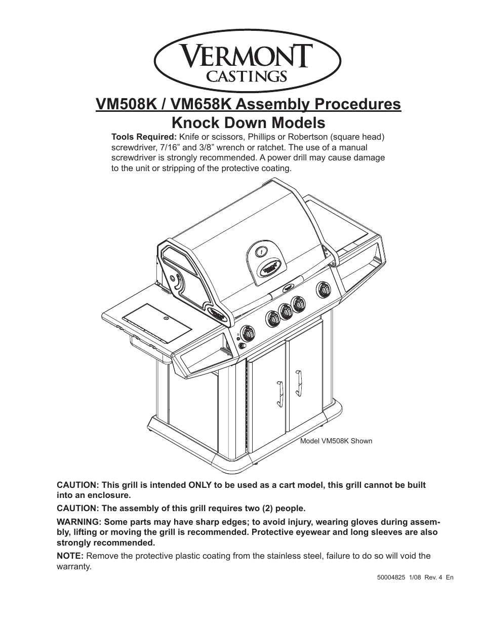 Vermont Casting VM508K User Manual | 20 pages