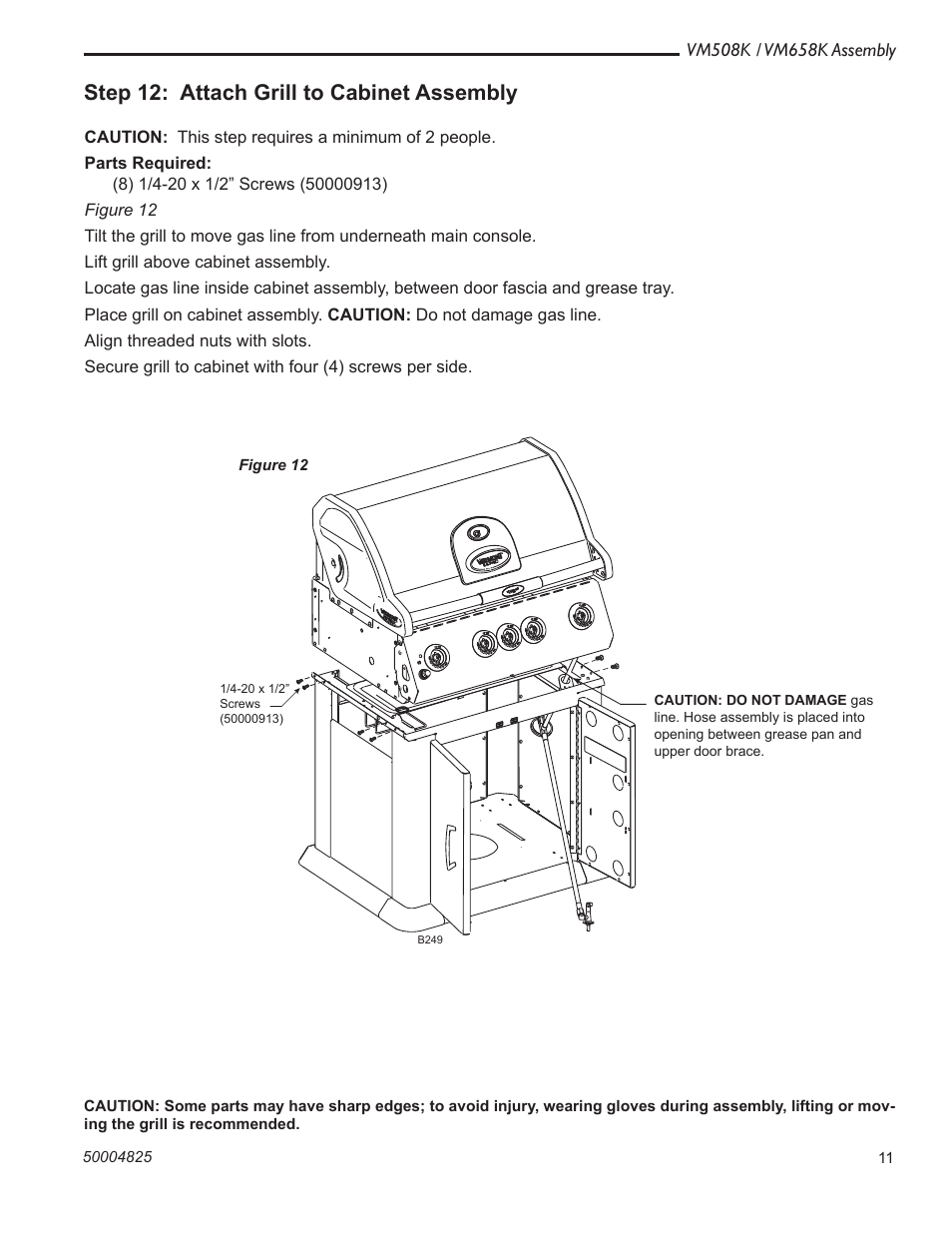 Step 12: attach grill to cabinet assembly | Vermont Casting VM508K User Manual | Page 11 / 20