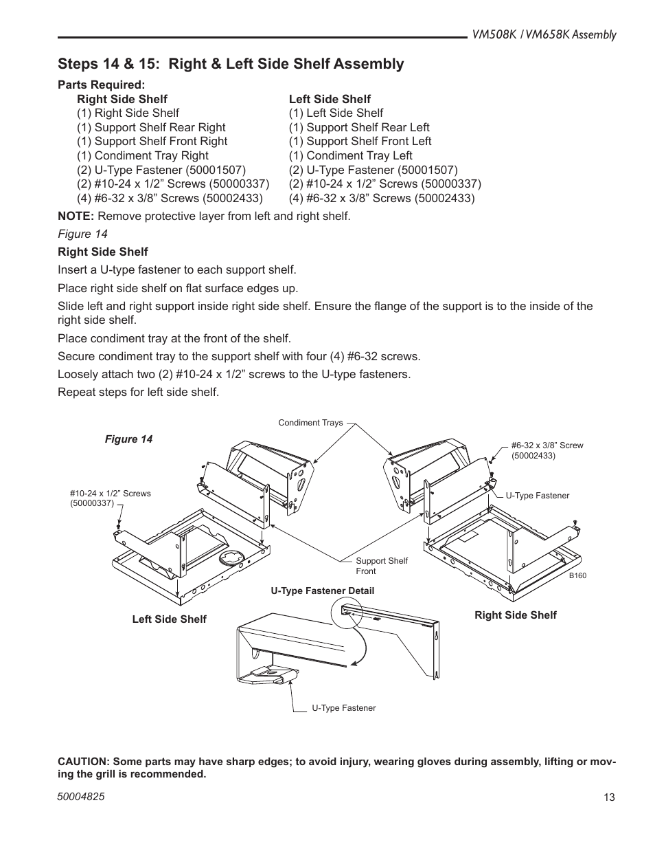 Steps 14 & 15: right & left side shelf assembly | Vermont Casting VM508K User Manual | Page 13 / 20