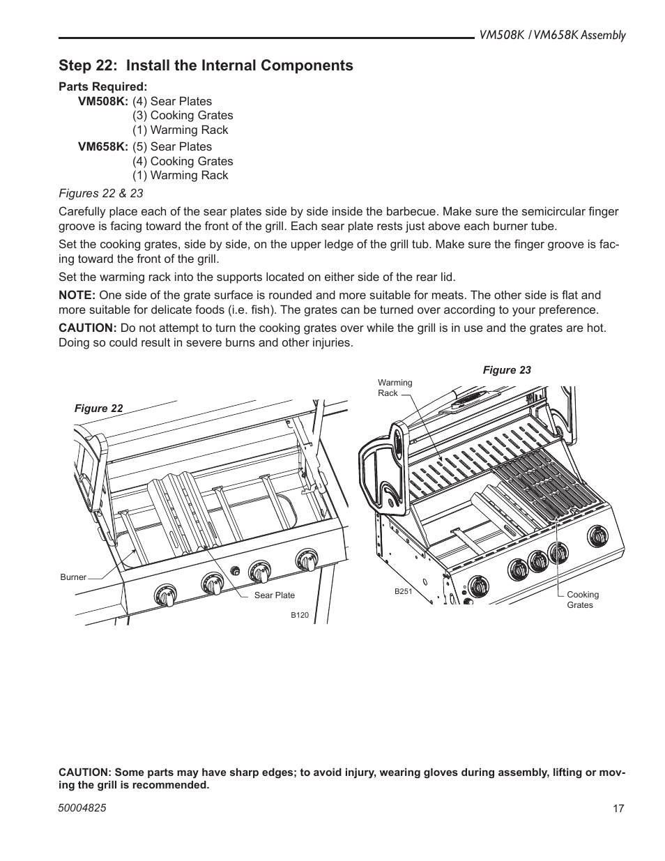 Step 22: install the internal components | Vermont Casting VM508K User Manual | Page 17 / 20