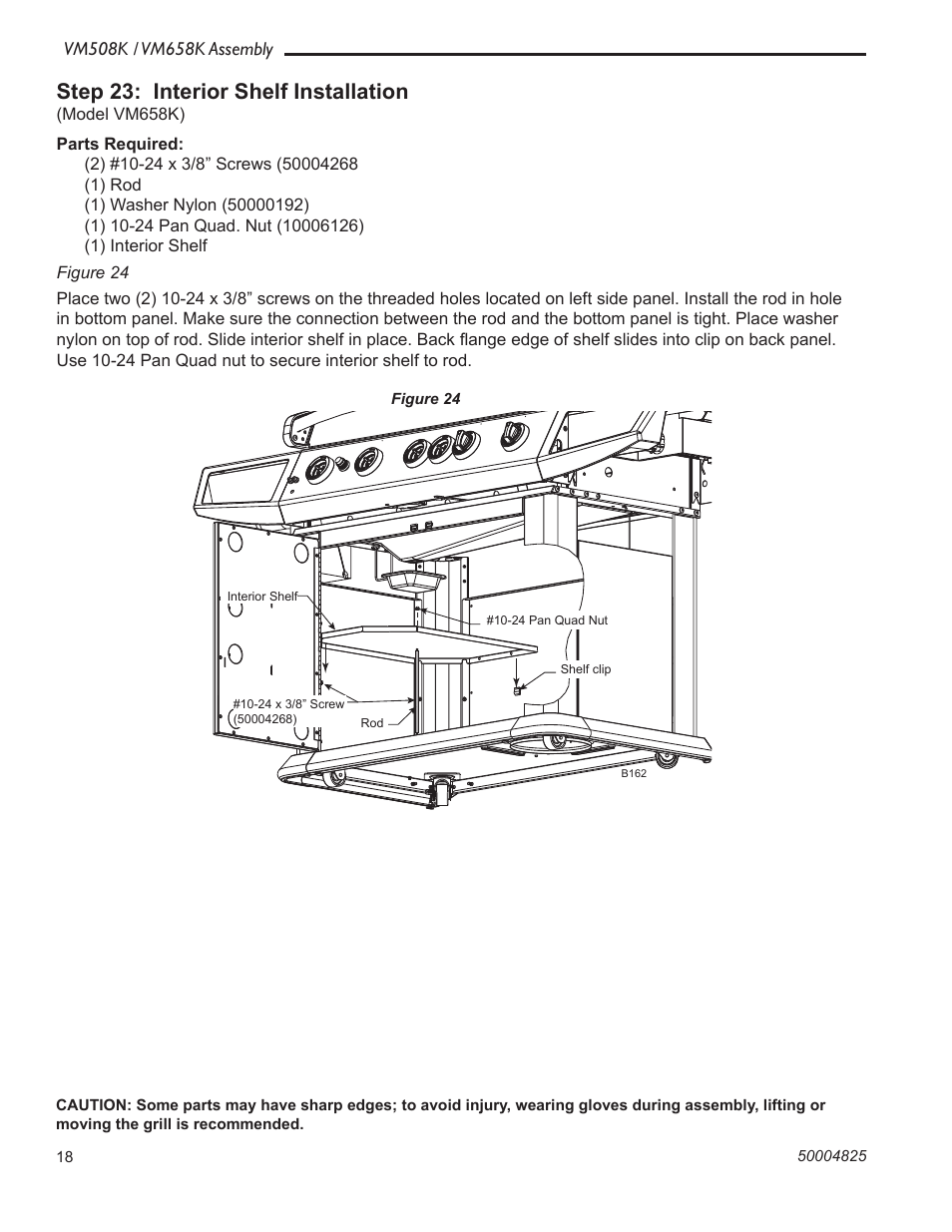 Step 23: interior shelf installation | Vermont Casting VM508K User Manual | Page 18 / 20