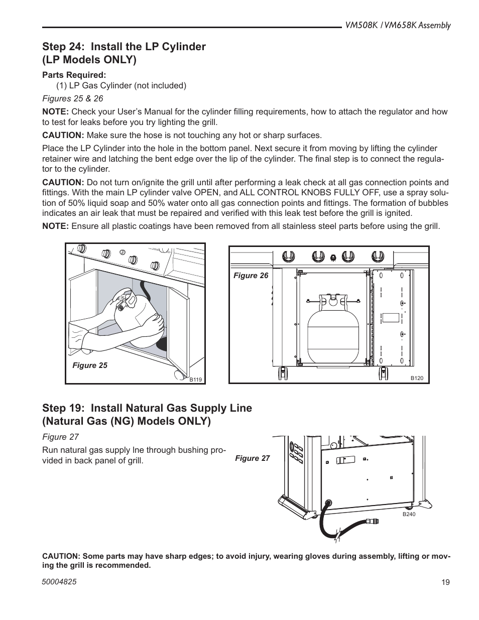 Step 24: install the lp cylinder (lp models only) | Vermont Casting VM508K User Manual | Page 19 / 20