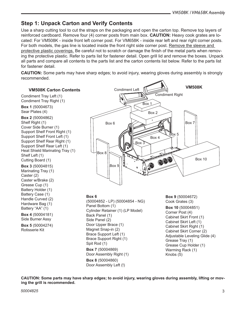 Step 1: unpack carton and verify contents | Vermont Casting VM508K User Manual | Page 3 / 20