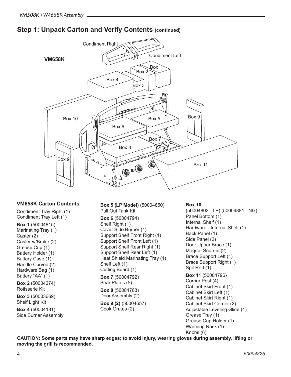 Step 1: unpack carton and verify contents | Vermont Casting VM508K User Manual | Page 4 / 20