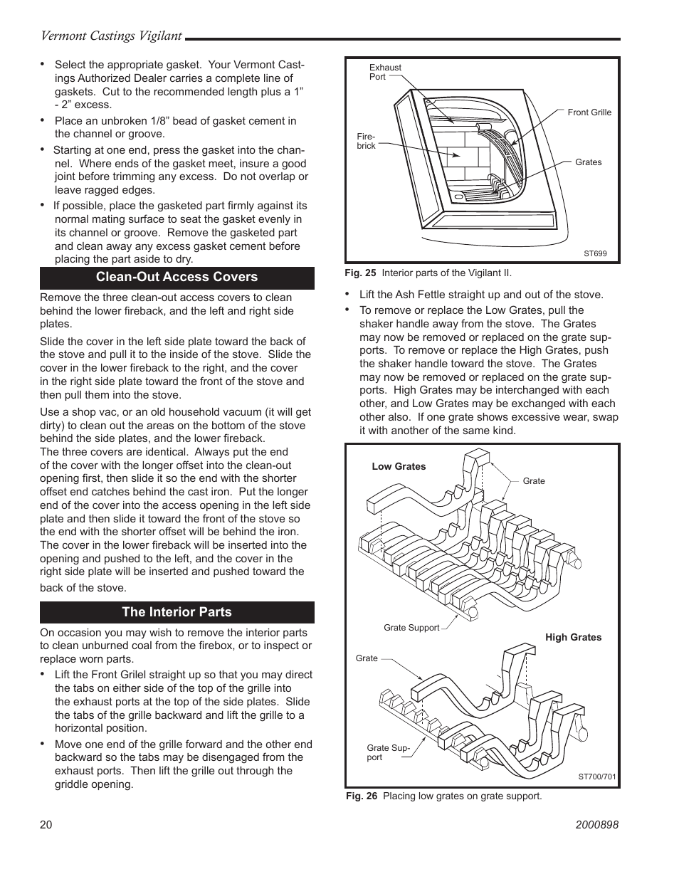 Vermont castings vigilant, Clean-out access covers, The interior parts | Vermont Casting 2310 User Manual | Page 20 / 28