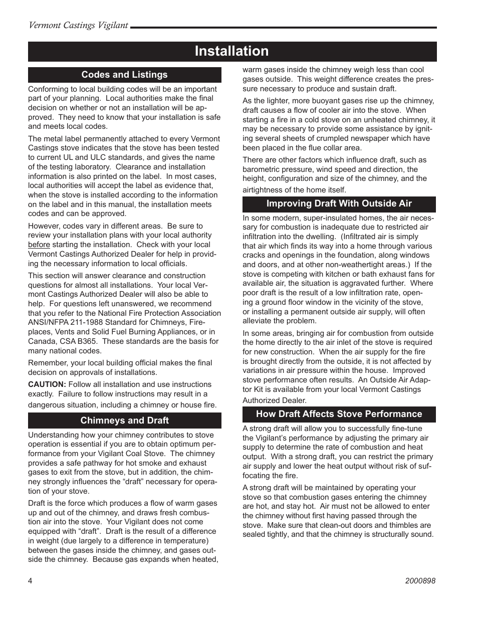 Installation | Vermont Casting 2310 User Manual | Page 4 / 28
