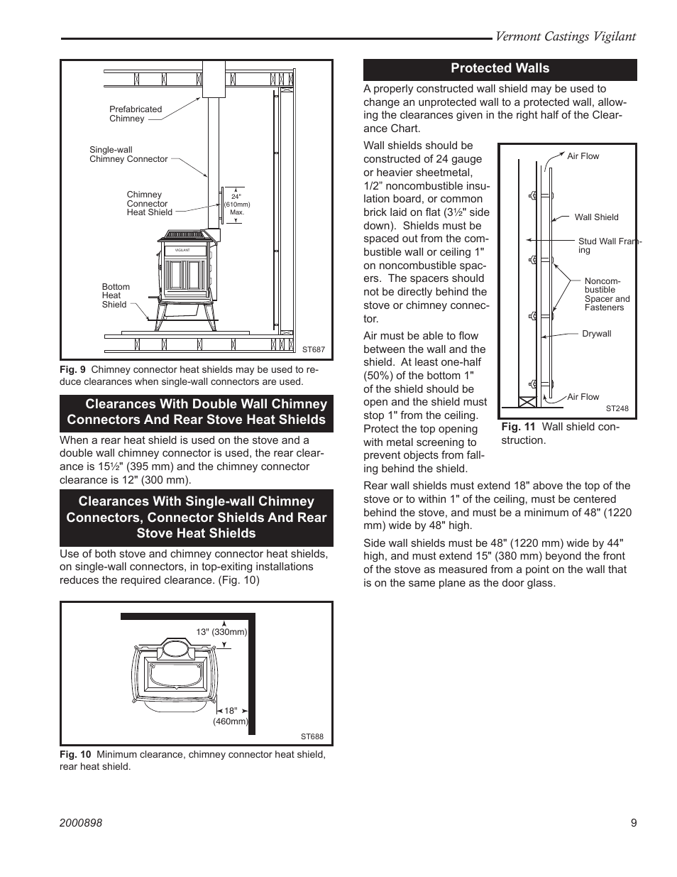 Vermont castings vigilant, Protected walls | Vermont Casting 2310 User Manual | Page 9 / 28