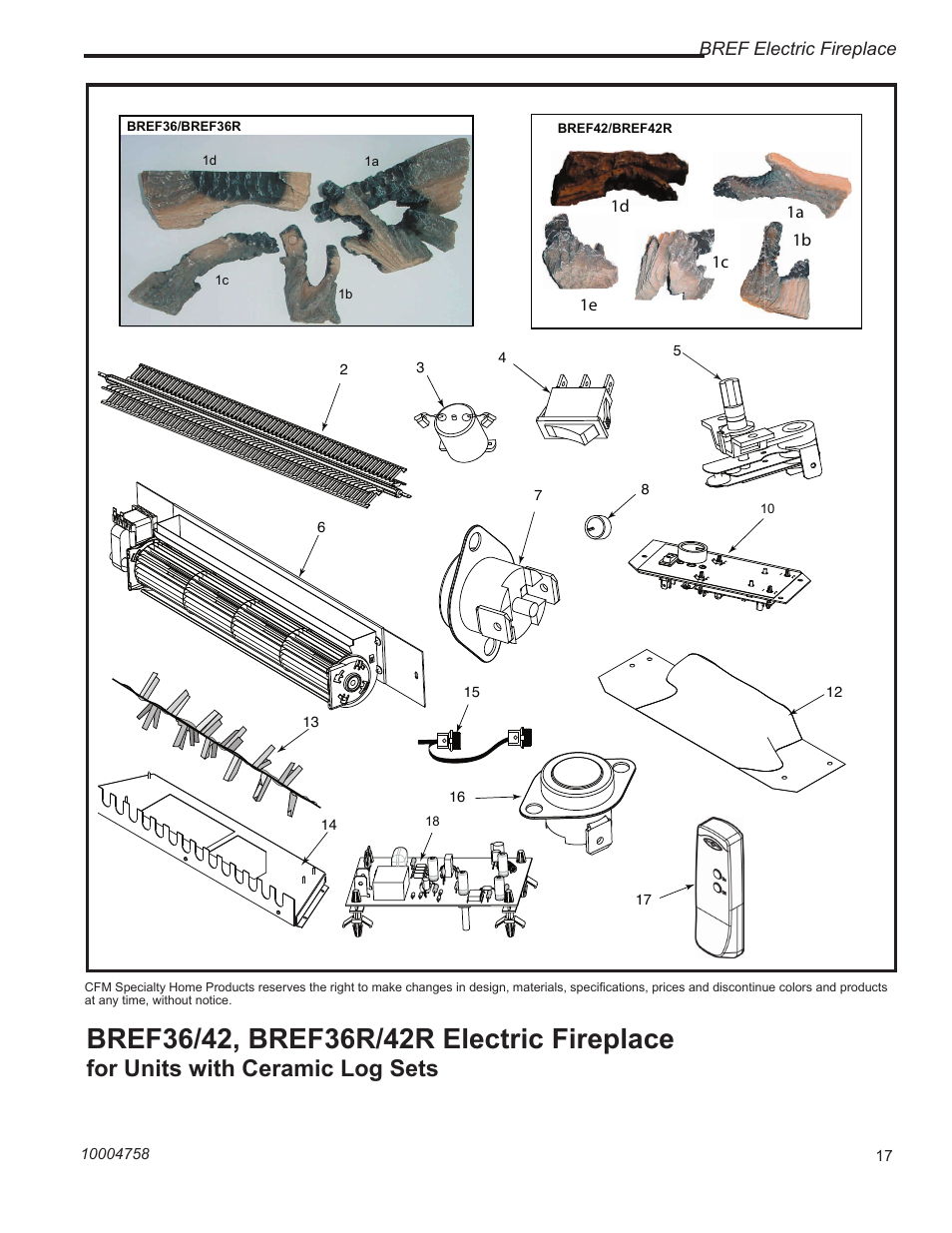 For units with ceramic log sets | Vermont Casting BREF30 User Manual | Page 17 / 24