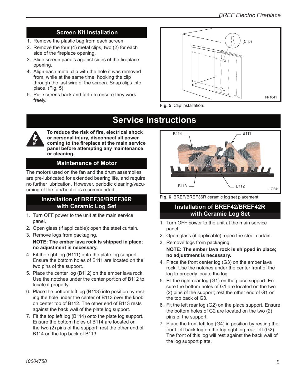 Service instructions | Vermont Casting BREF30 User Manual | Page 9 / 24