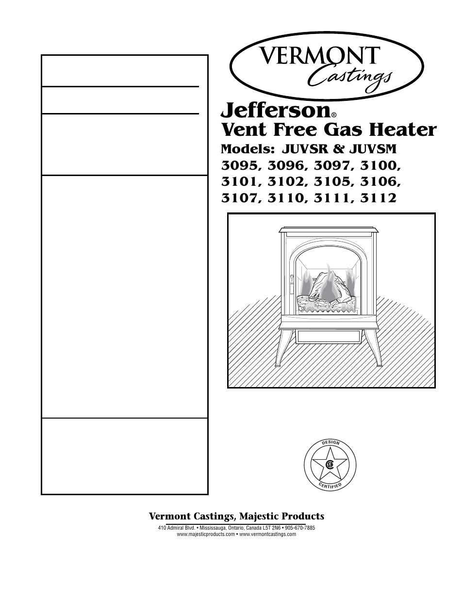 Vermont Casting Jefferson JUVSR & JUVSM 3095 User Manual | 22 pages