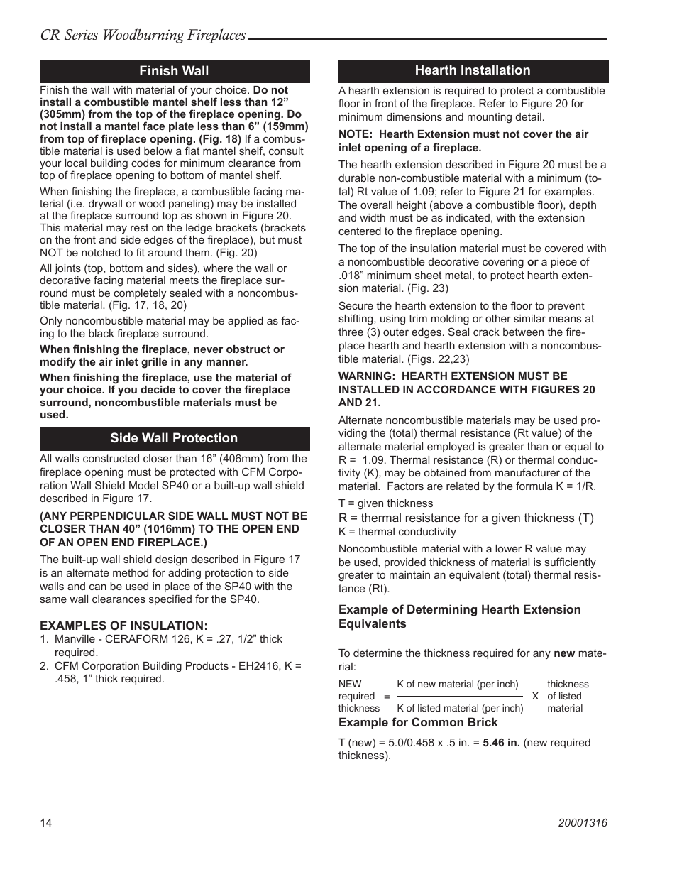 Cr series woodburning fireplaces | Vermont Casting CR36L User Manual | Page 14 / 24