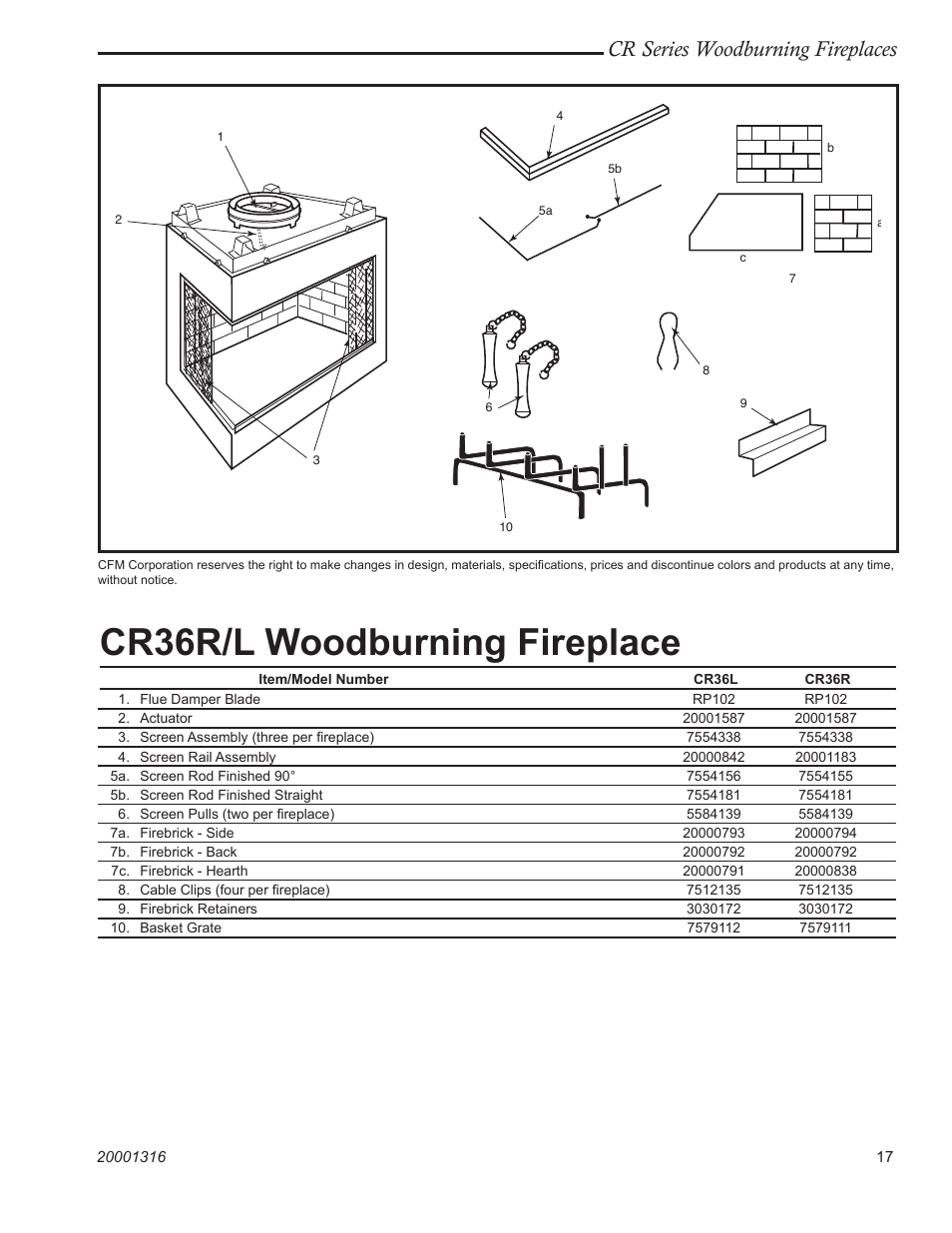 Cr36r/l woodburning fireplace, Cr series woodburning fireplaces | Vermont Casting CR36L User Manual | Page 17 / 24