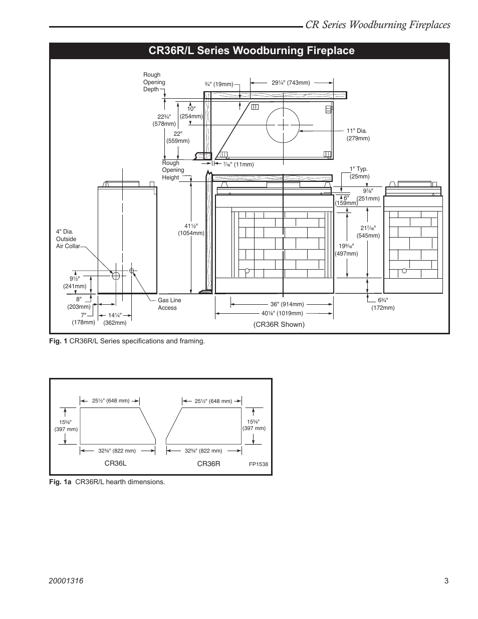 Cr series woodburning fireplaces, Cr36r/l series woodburning fireplace | Vermont Casting CR36L User Manual | Page 3 / 24