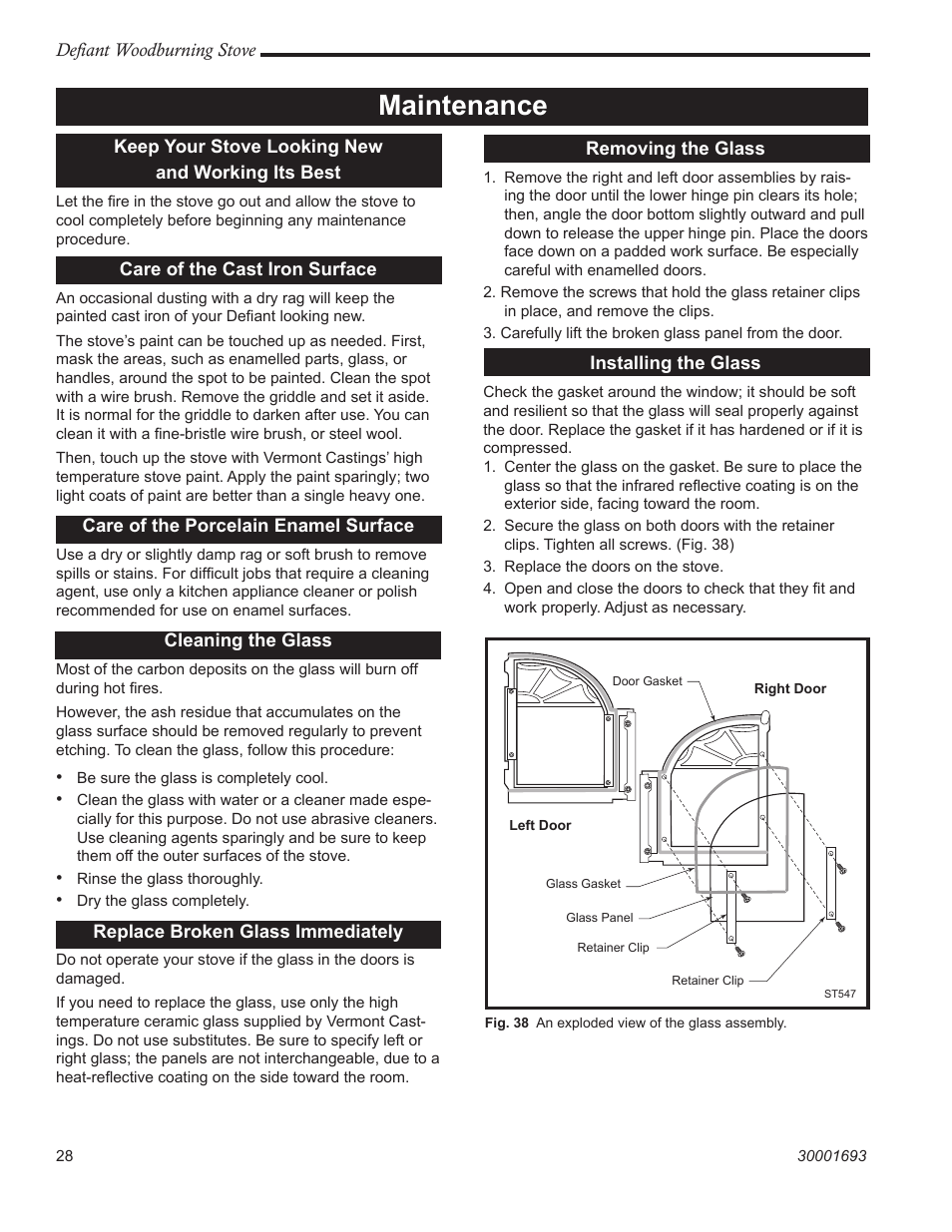 Maintenance | Vermont Casting 1945 User Manual | Page 28 / 40