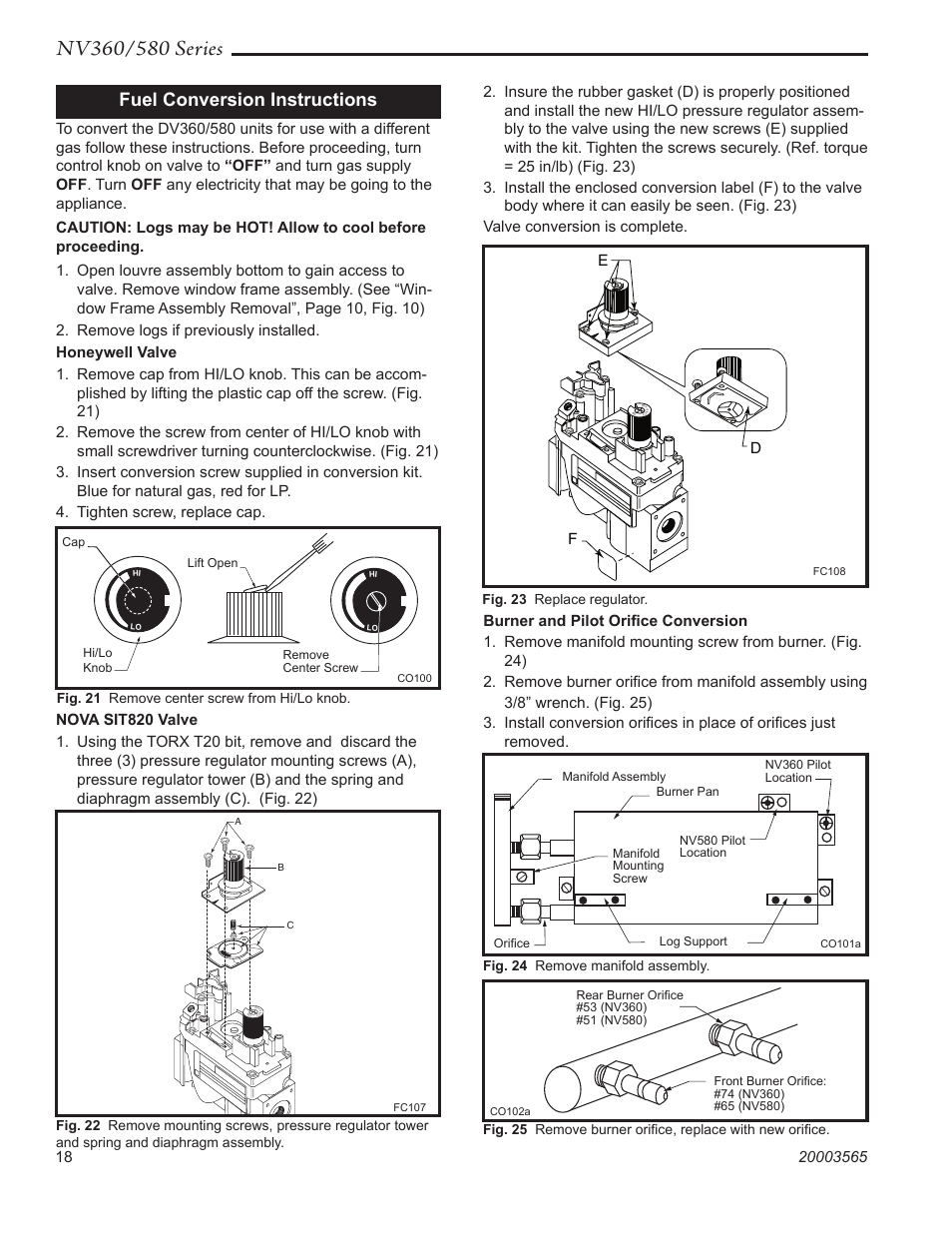Fuel conversion instructions | Vermont Casting NV580 User Manual | Page 18 / 28