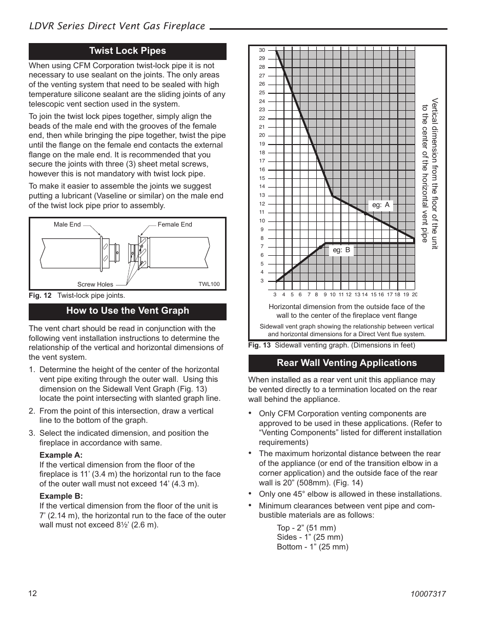 Ldvr series direct vent gas fireplace, Twist lock pipes | Vermont Casting 36LDVR User Manual | Page 12 / 40