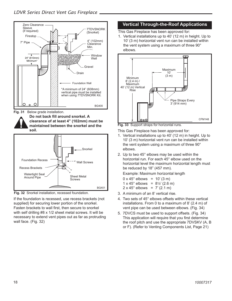 Ldvr series direct vent gas fireplace, Vertical through-the-roof applications | Vermont Casting 36LDVR User Manual | Page 18 / 40