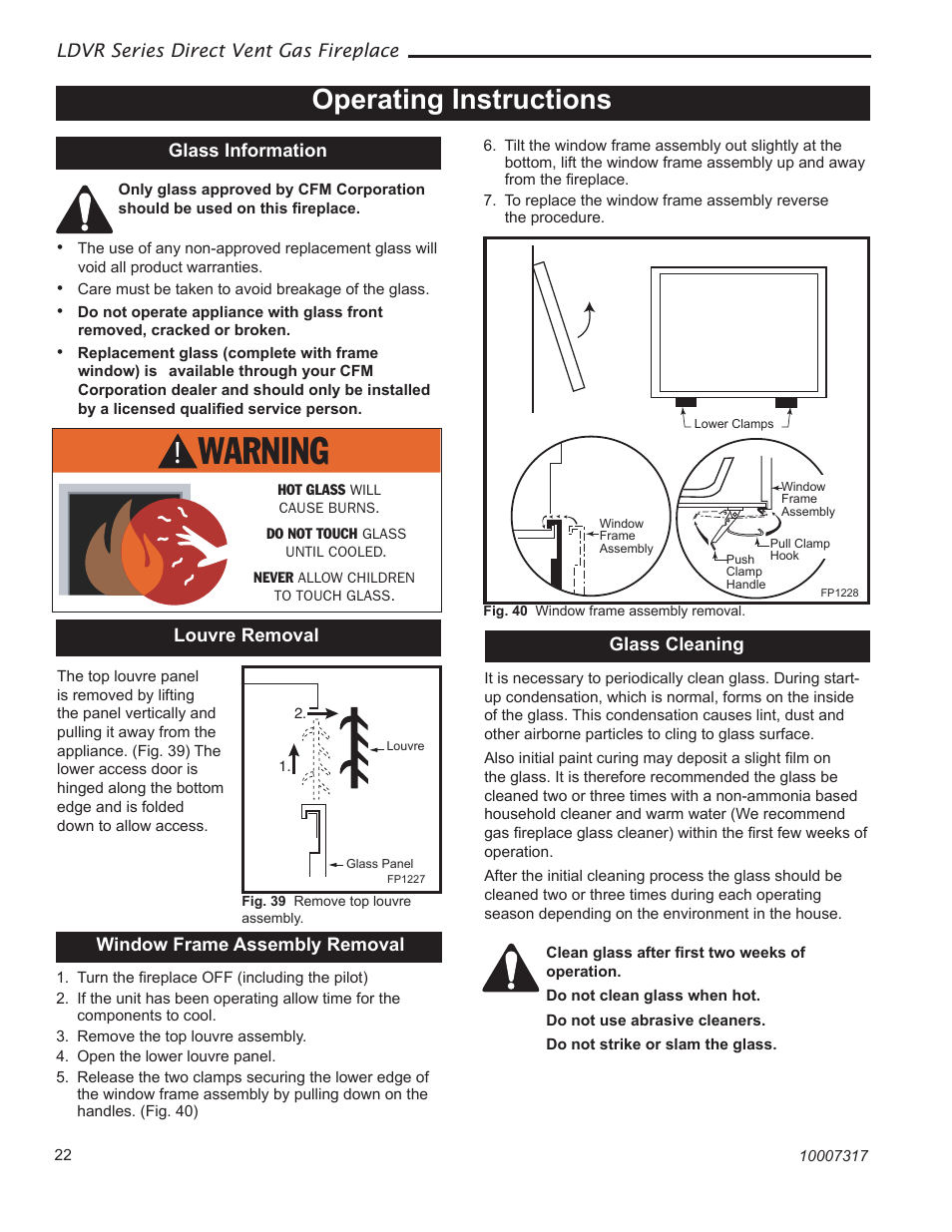 Operating instructions | Vermont Casting 36LDVR User Manual | Page 22 / 40