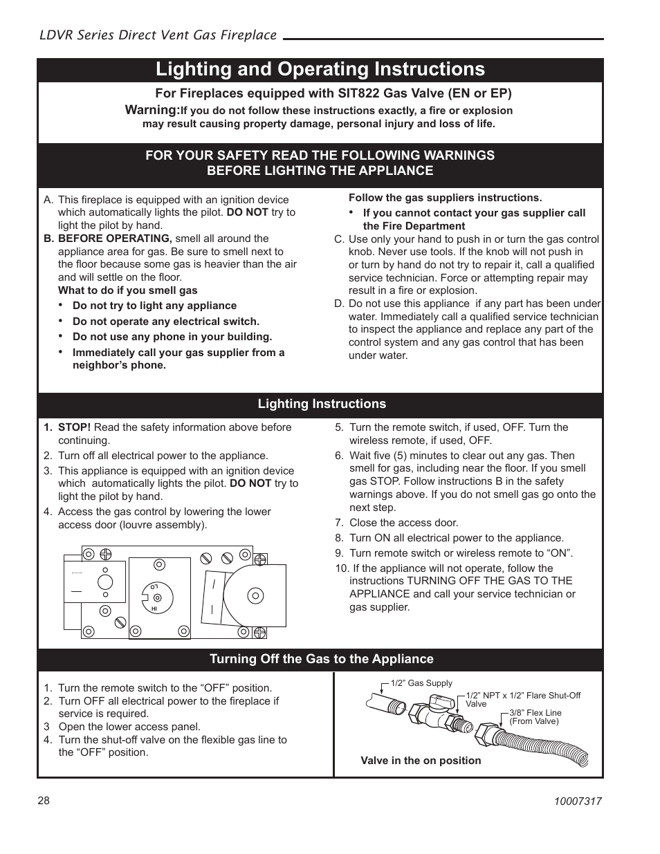 Lighting and operating instructions | Vermont Casting 36LDVR User Manual | Page 28 / 40