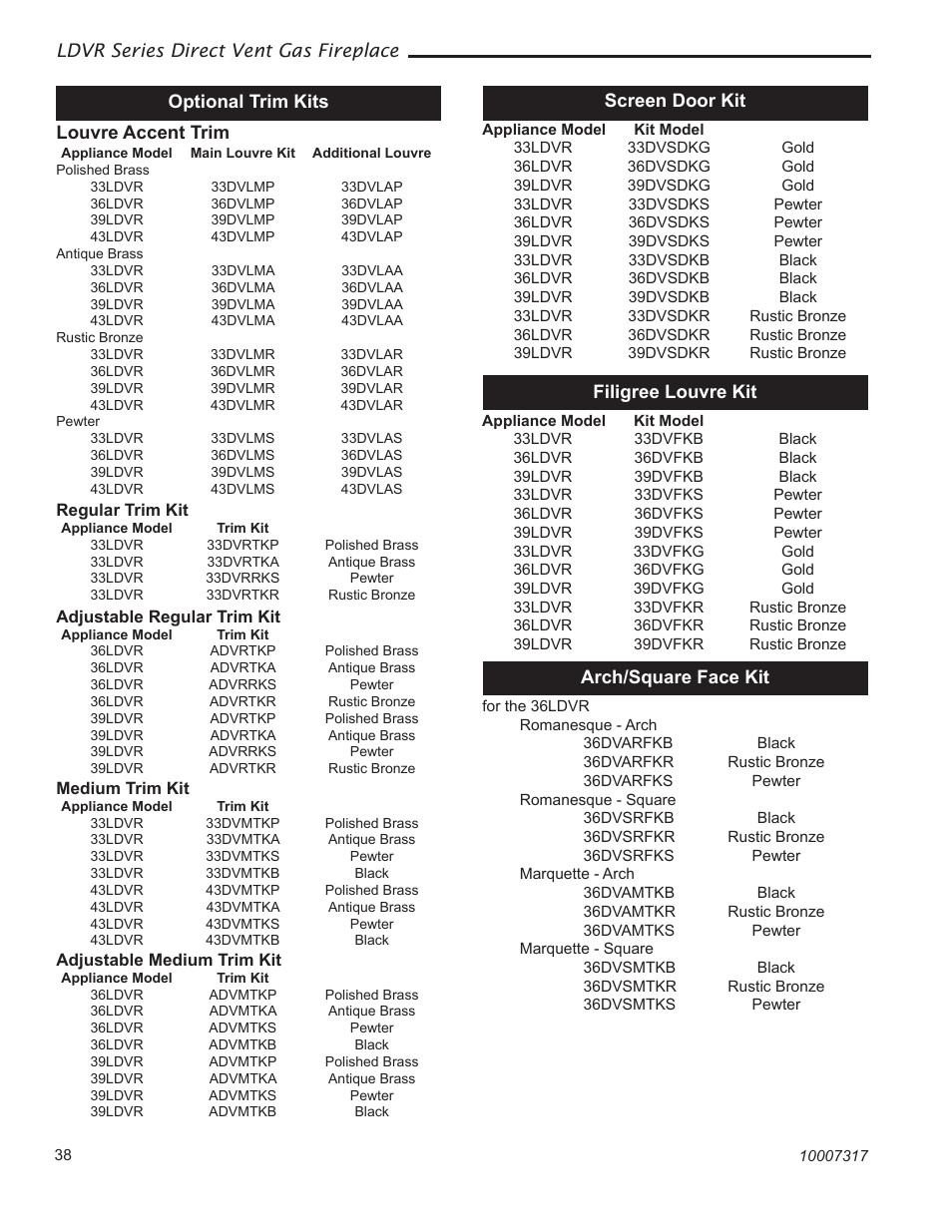 Vermont Casting 36LDVR User Manual | Page 38 / 40