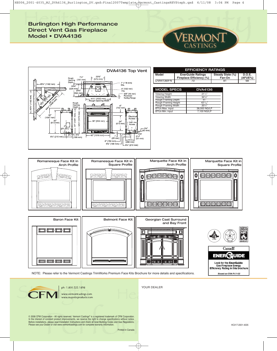 Dva4136 top vent | Vermont Casting DVA4136 User Manual | Page 4 / 4