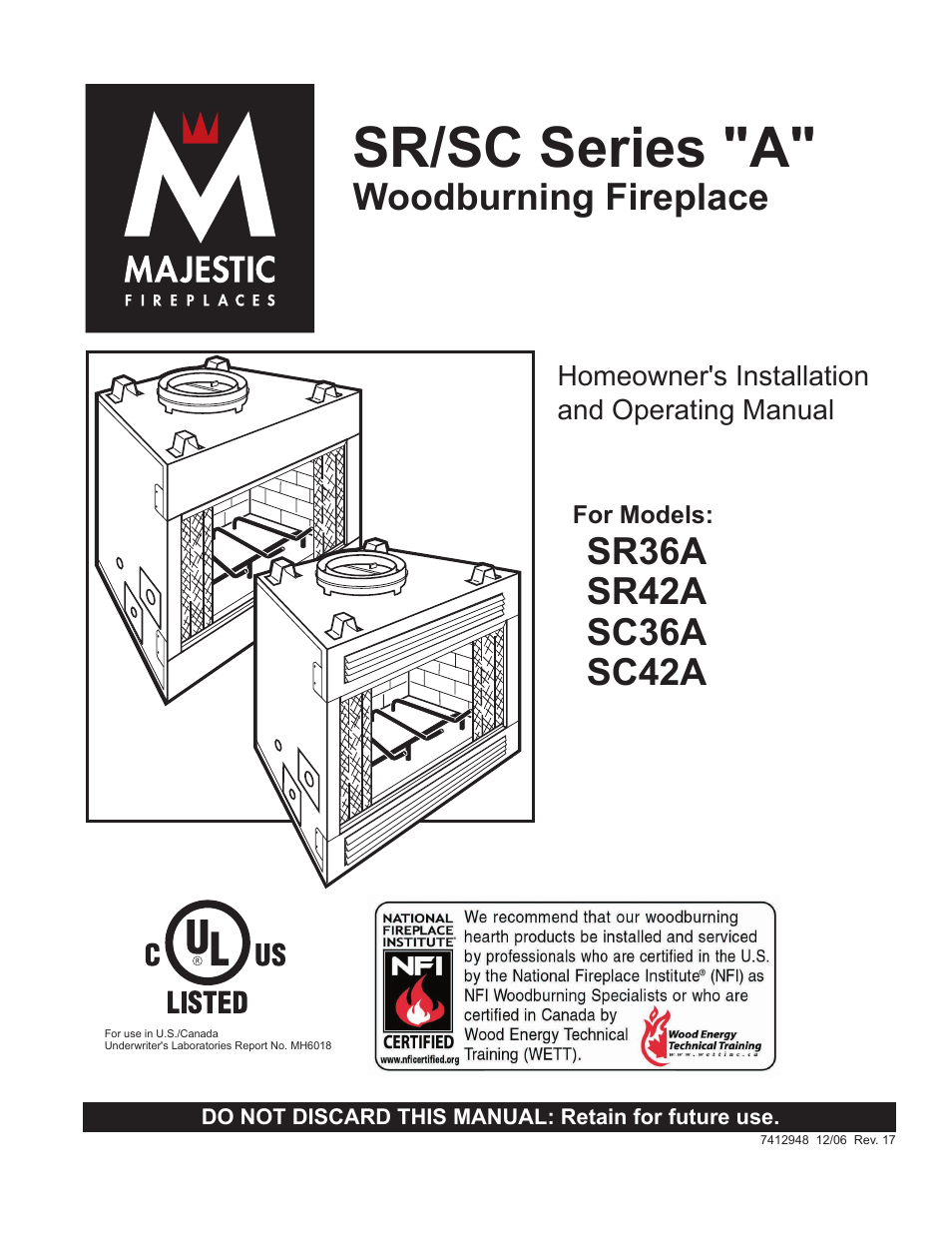 Vermont Casting SR42A User Manual | 24 pages