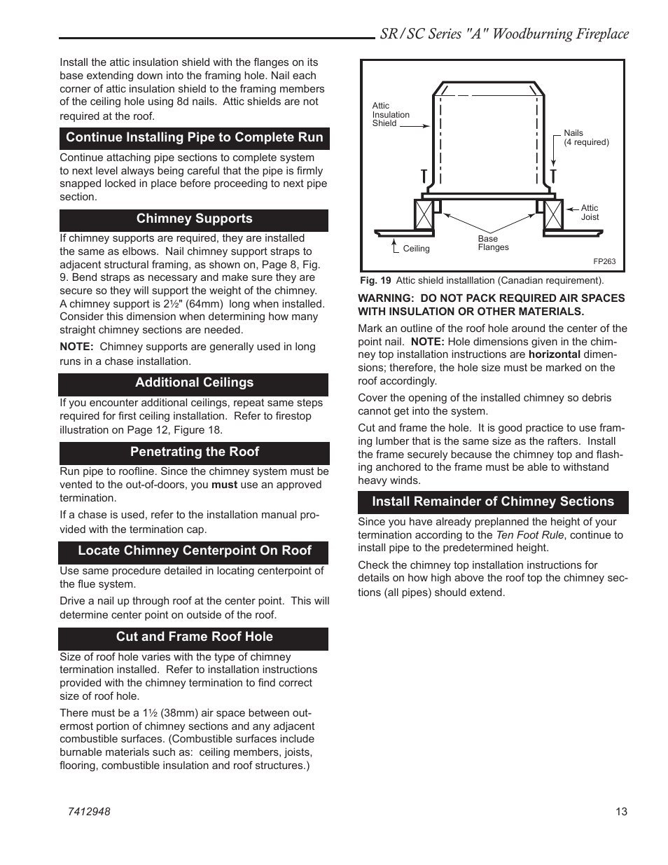 Sr/sc series "a" woodburning fireplace | Vermont Casting SR42A User Manual | Page 13 / 24