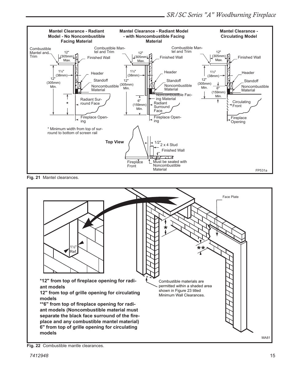 Sr/sc series "a" woodburning fireplace | Vermont Casting SR42A User Manual | Page 15 / 24