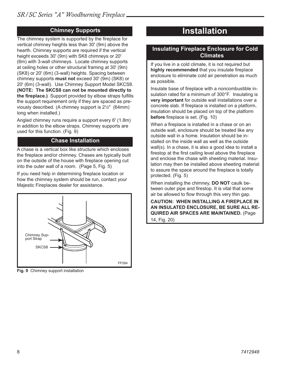 Installation, Sr/sc series "a" woodburning fireplace | Vermont Casting SR42A User Manual | Page 8 / 24