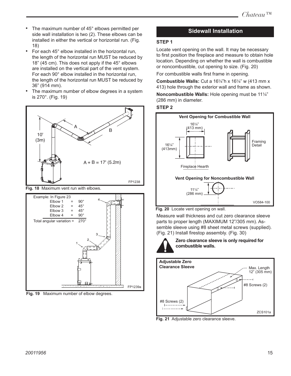 Chateau, Sidewall installation | Vermont Casting DVT44 User Manual | Page 15 / 44