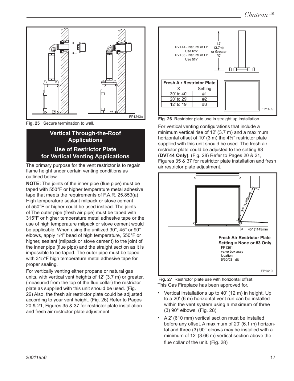 Chateau, Vertical through-the-roof applications | Vermont Casting DVT44 User Manual | Page 17 / 44