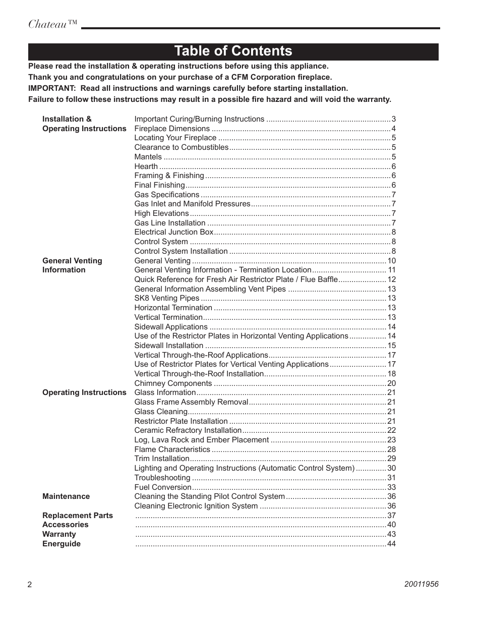 Vermont Casting DVT44 User Manual | Page 2 / 44