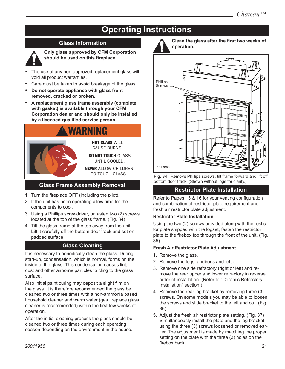 Operating instructions, Chateau | Vermont Casting DVT44 User Manual | Page 21 / 44