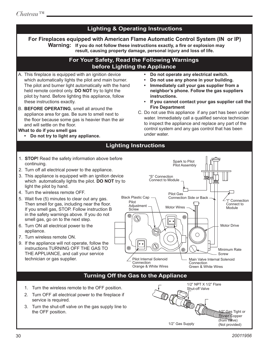 Chateau, Warning | Vermont Casting DVT44 User Manual | Page 30 / 44