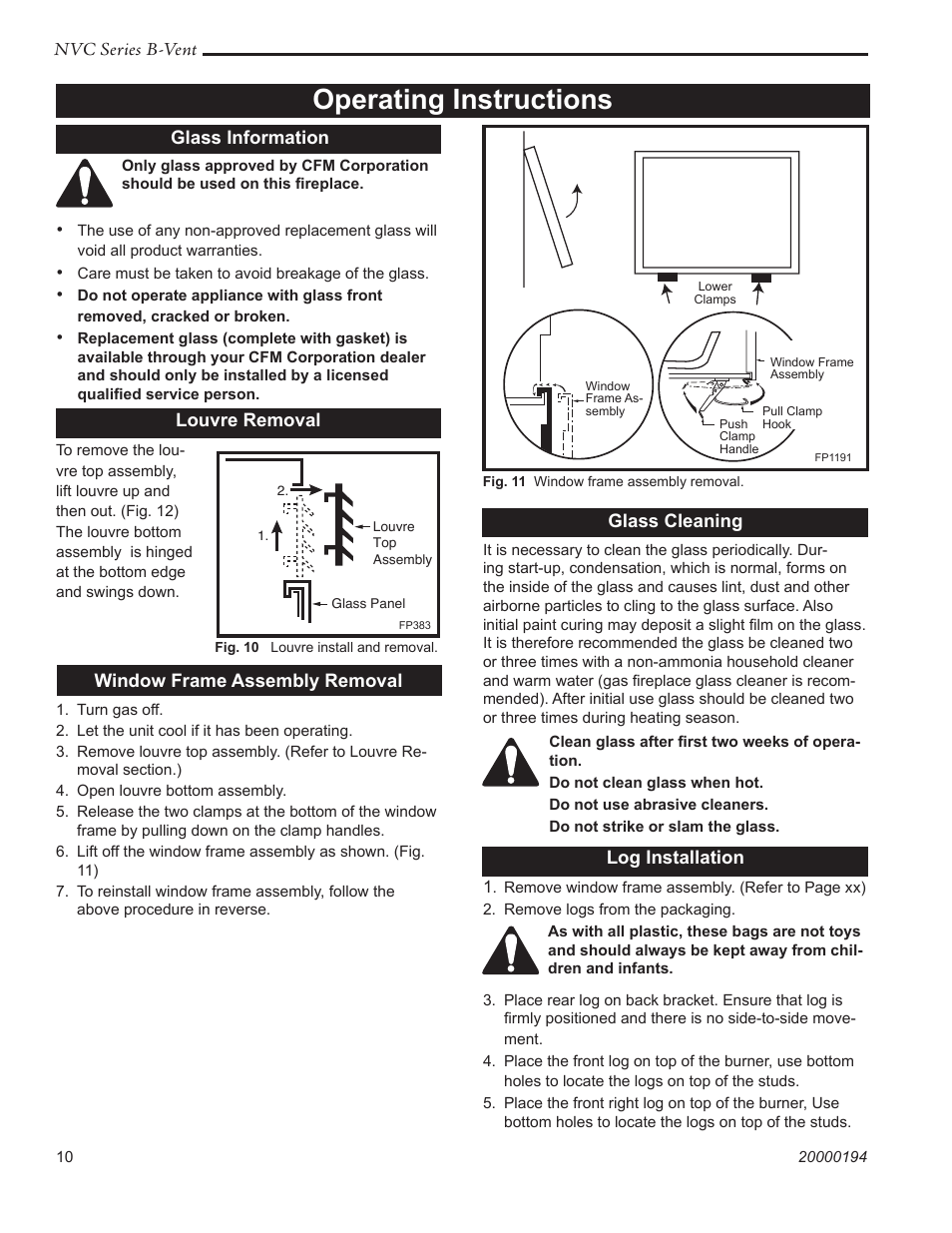 Operating instructions | Vermont Casting NVC43 User Manual | Page 10 / 28