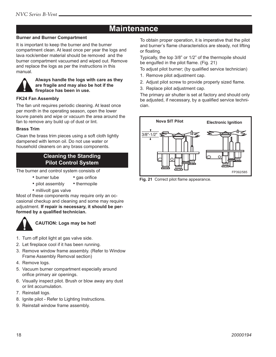 Maintenance | Vermont Casting NVC43 User Manual | Page 18 / 28