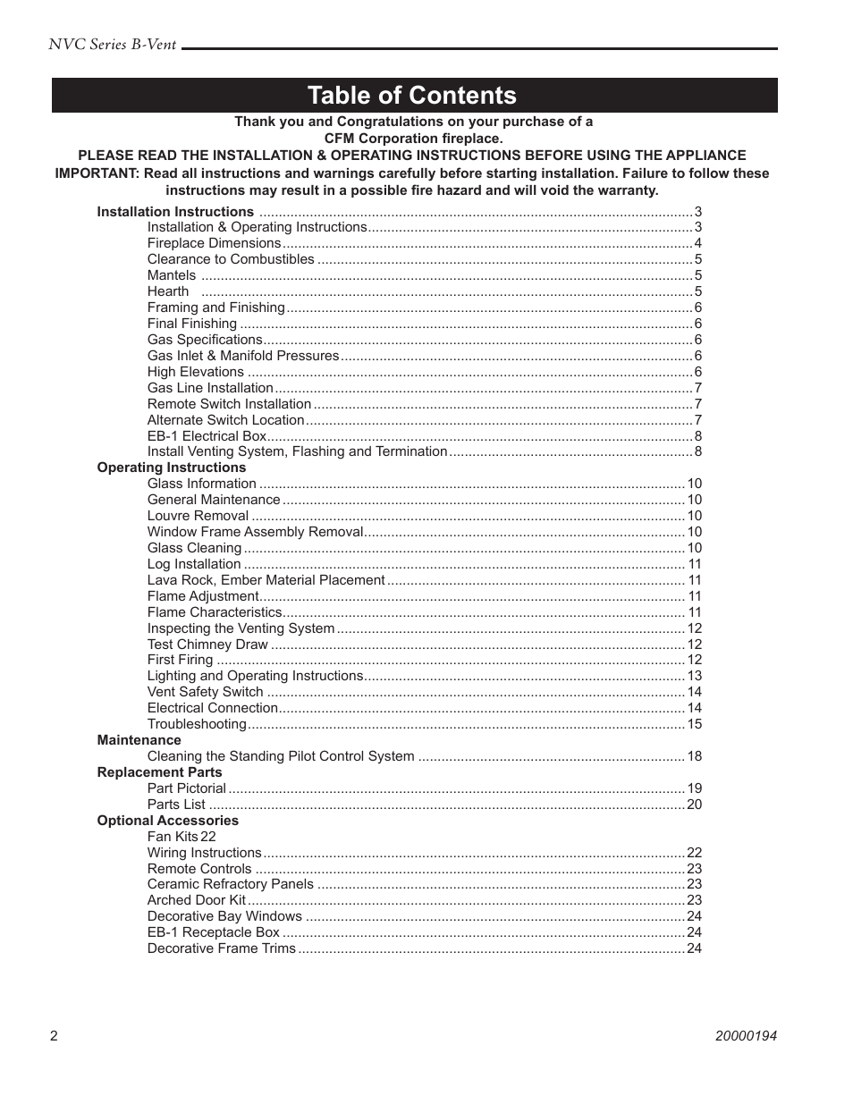 Vermont Casting NVC43 User Manual | Page 2 / 28