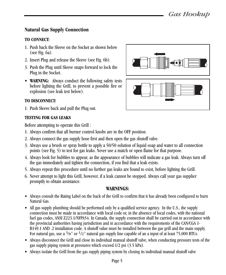 Gas hookup | Vermont Casting VC500 User Manual | Page 11 / 31