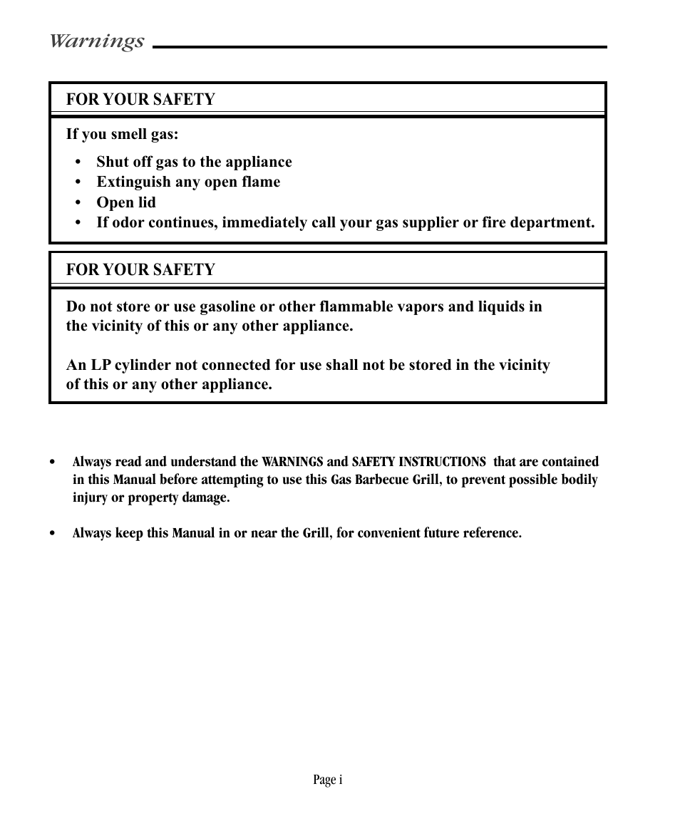 Warnings | Vermont Casting VC500 User Manual | Page 2 / 31