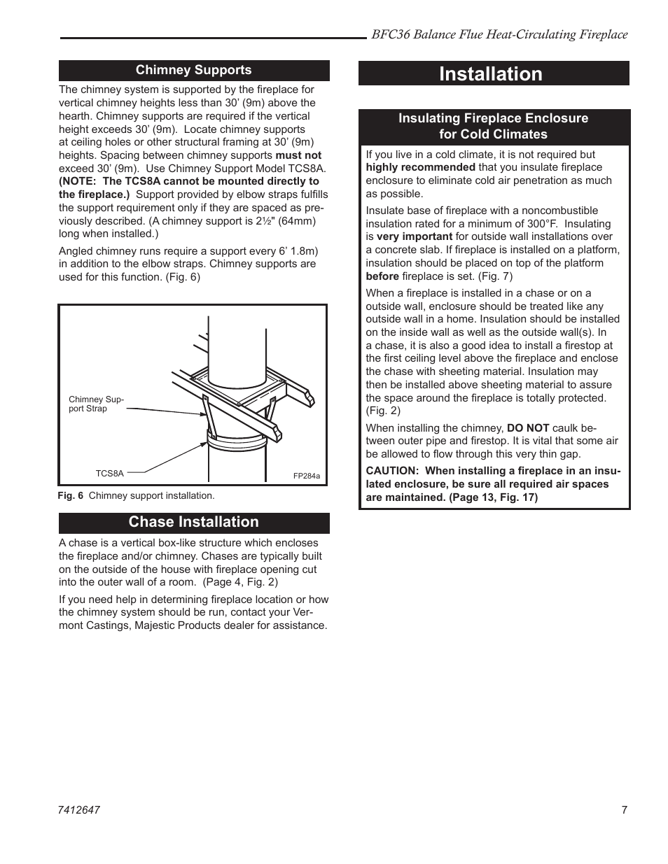 Installation, Chase installation | Vermont Casting BFC36 User Manual | Page 7 / 24