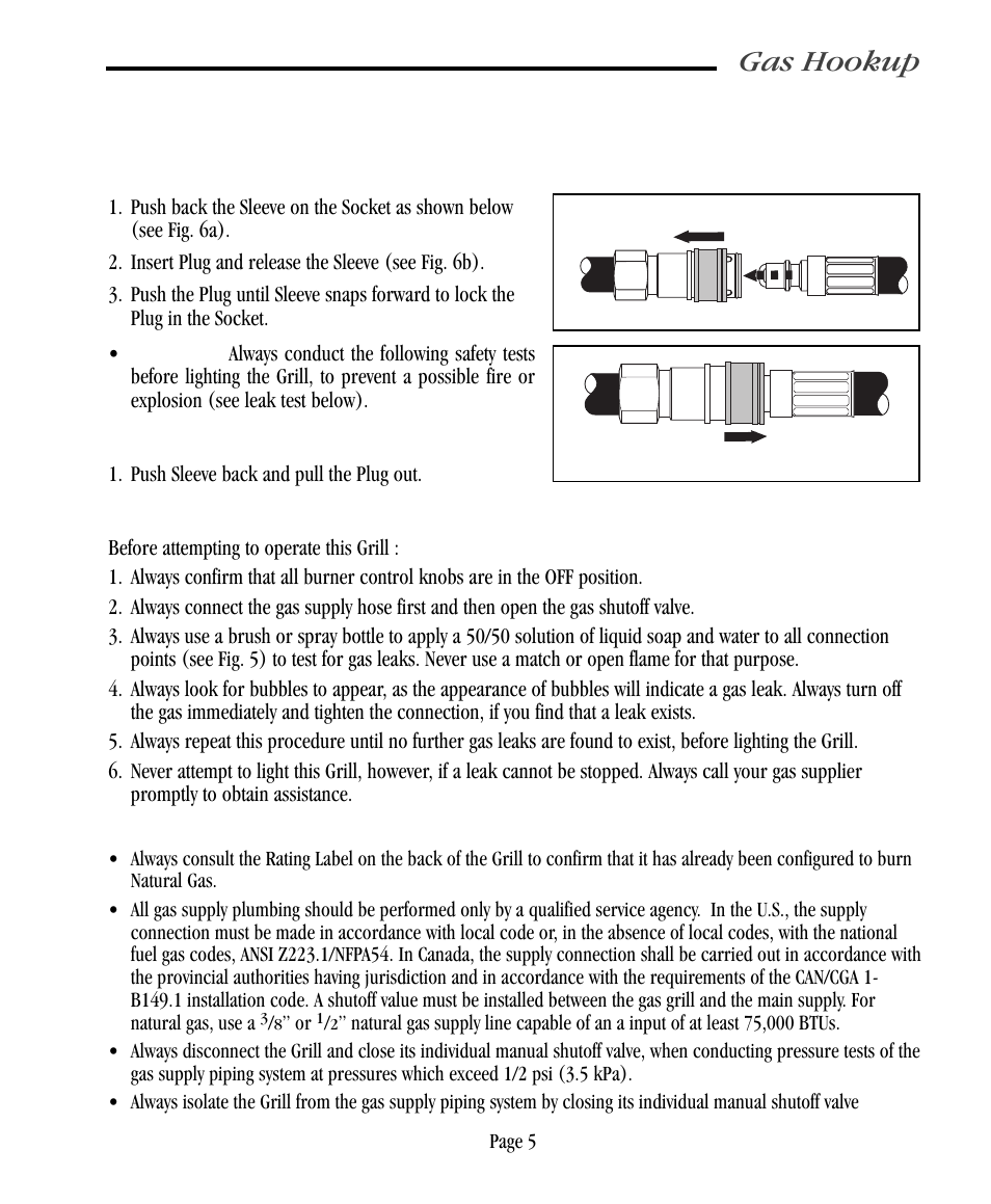 Gas hookup | Vermont Casting CF9030 User Manual | Page 11 / 31