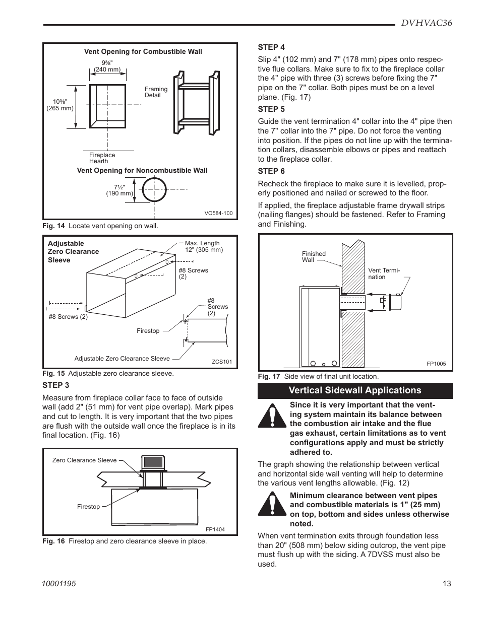 Dvhvac36, Vertical sidewall applications | Vermont Casting DVHVAC36 User Manual | Page 13 / 32