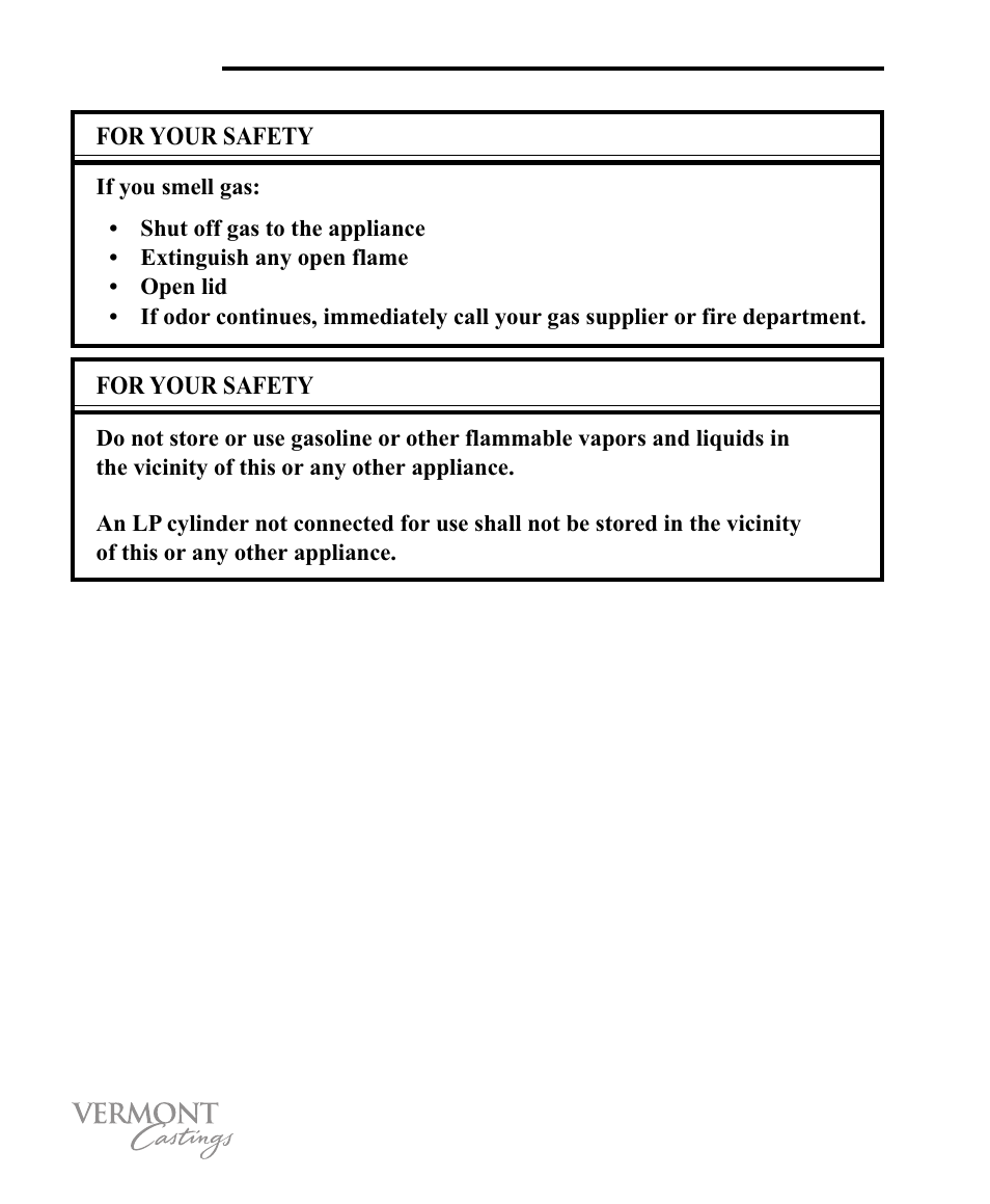 Warnings | Vermont Casting VC50 User Manual | Page 2 / 34