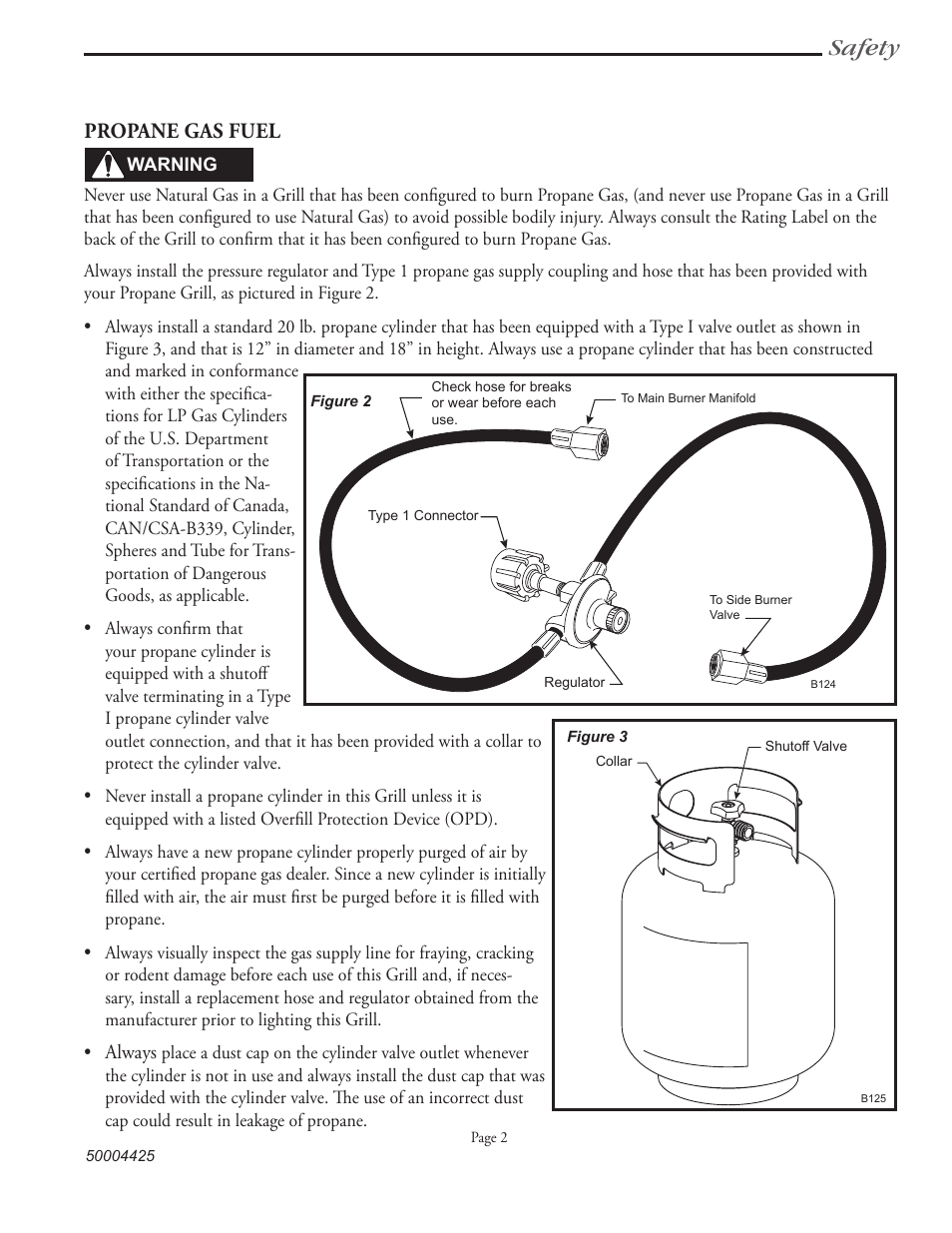 Safety, Propane gas fuel | Vermont Casting VM508 User Manual | Page 10 / 32