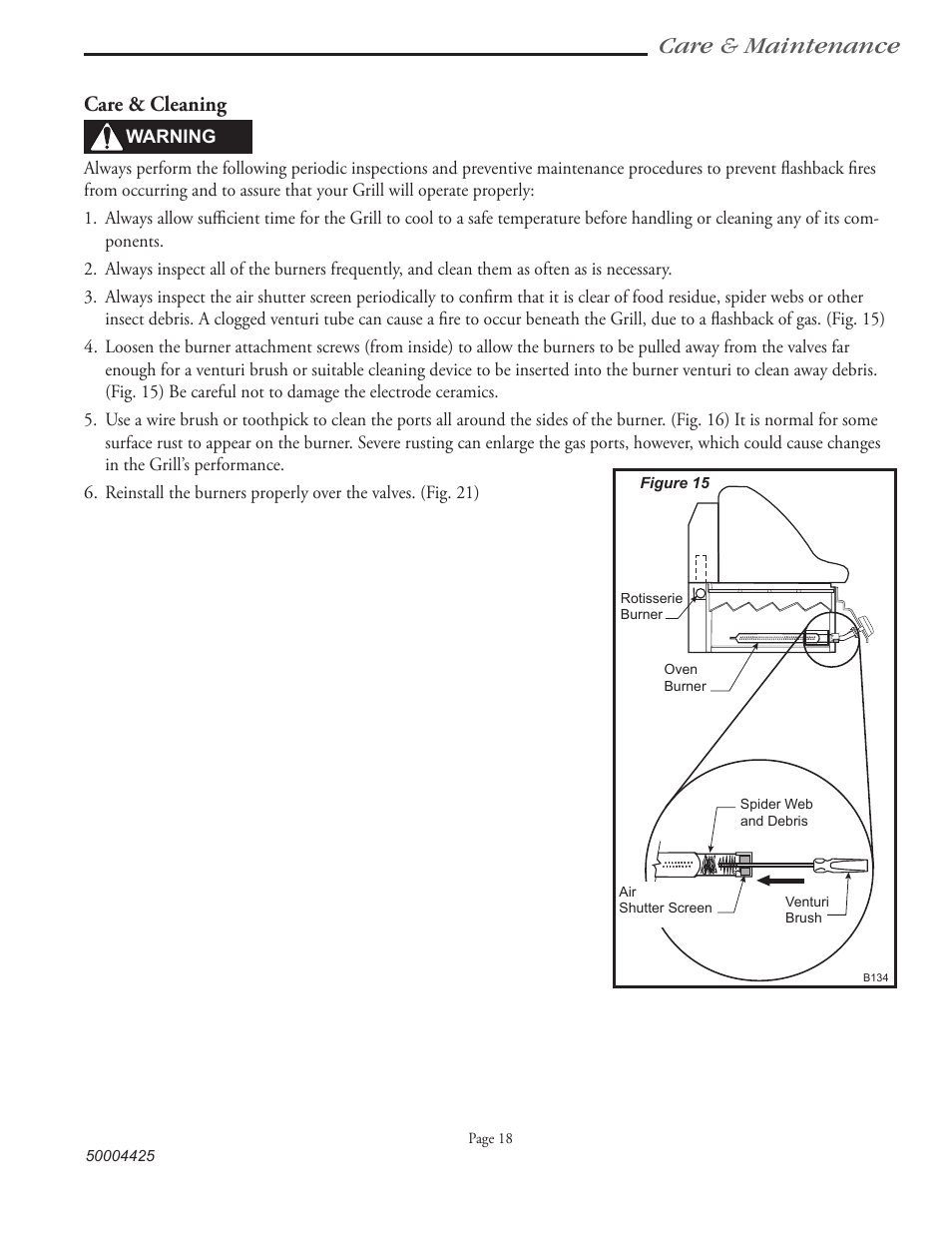 Care & maintenance, Care & cleaning | Vermont Casting VM508 User Manual | Page 26 / 32