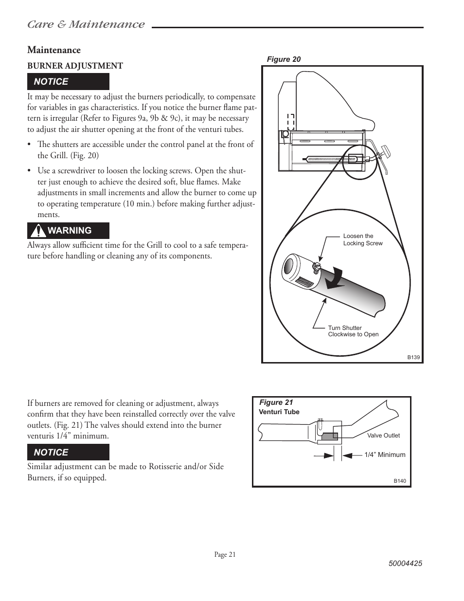 Care & maintenance, Maintenance | Vermont Casting VM508 User Manual | Page 29 / 32