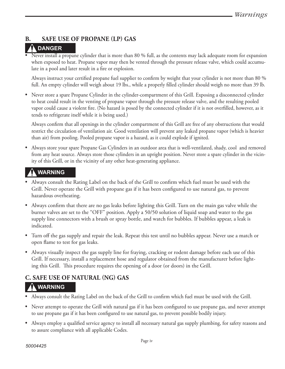 Warnings | Vermont Casting VM508 User Manual | Page 6 / 32