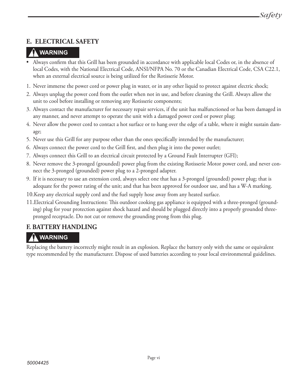 Safety | Vermont Casting VM508 User Manual | Page 8 / 32