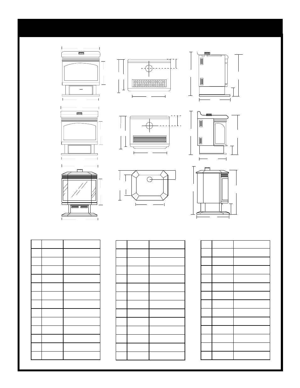 Fireplace dimensions, Model rfs22 model rfs32, Model rfs42 | Vermont Casting RFS32 User Manual | Page 4 / 18